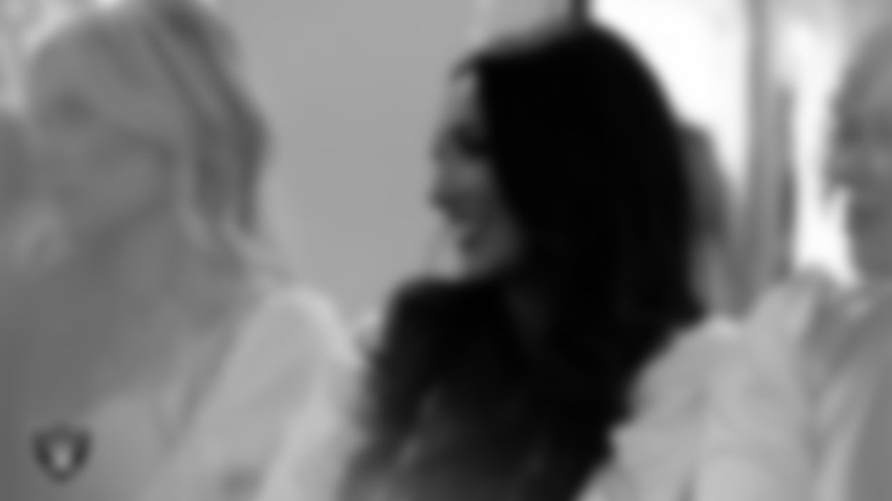 Raiderette Cheyanne in the locker room before the regular season home game against the Kansas City Chiefs at Allegiant Stadium.