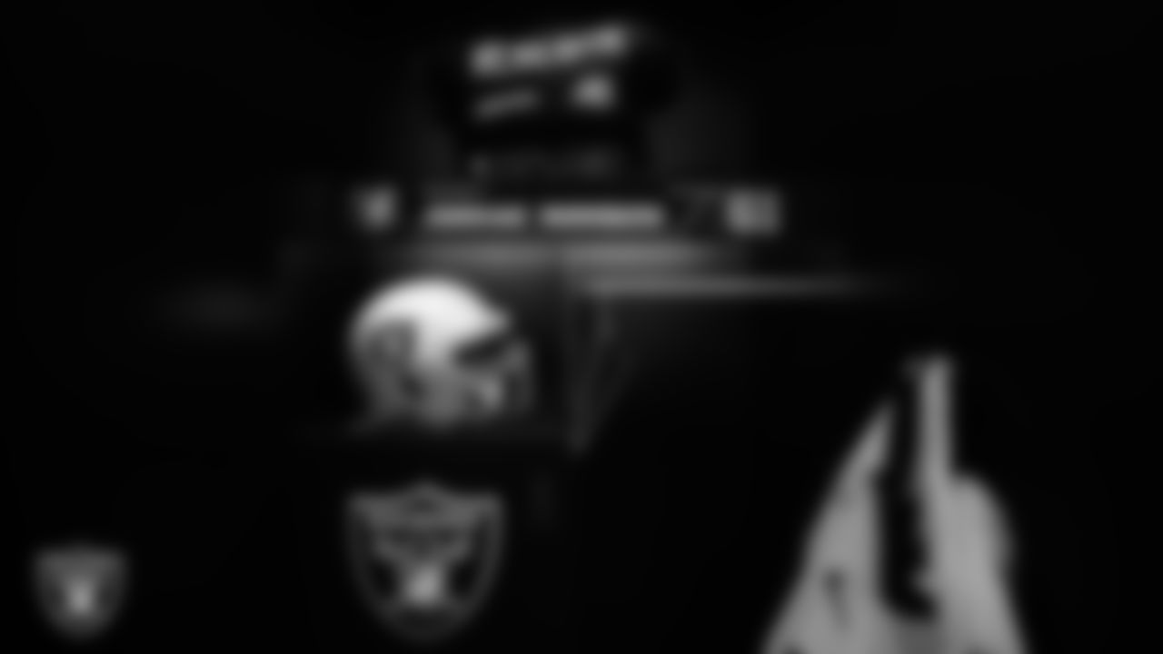 Las Vegas Raiders center/guard Jordan Meredith's (61) locker in the locker room prior to the Raiders' arrival for their regular season home game against the Denver Broncos at Allegiant Stadium.