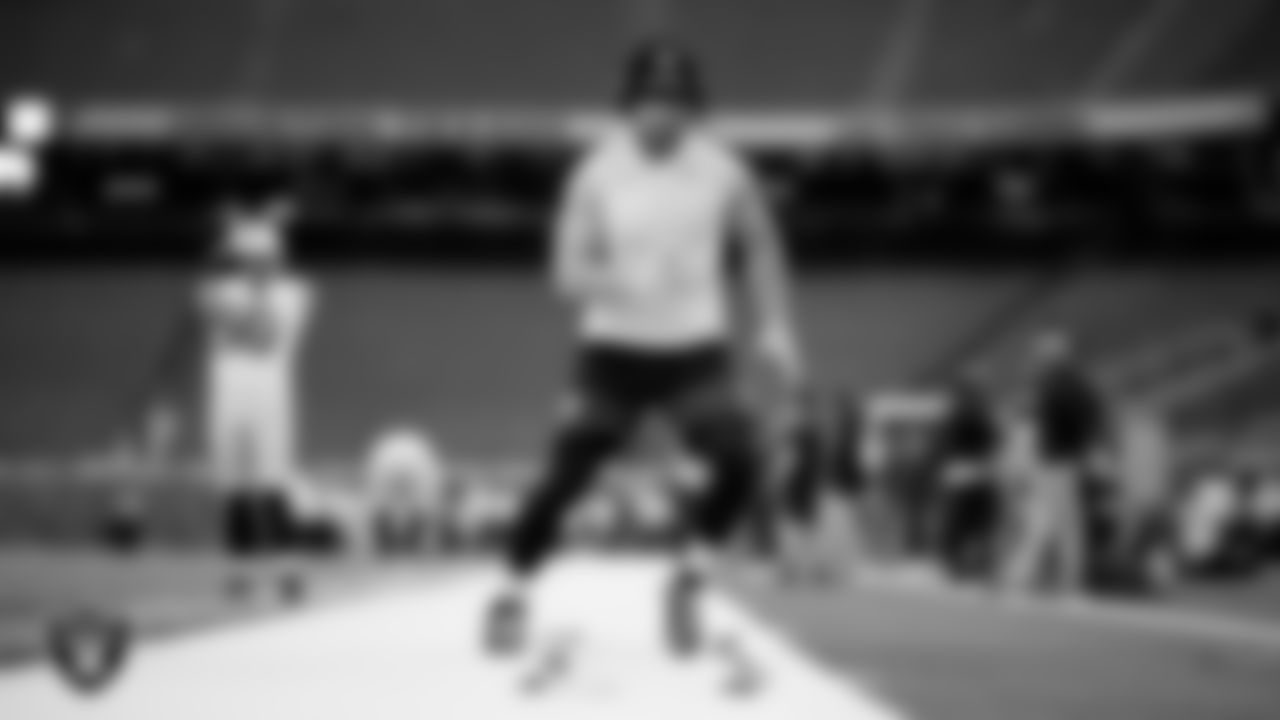 Las Vegas Raiders running back Dylan Laube (23) warming up before the regular season away game against the Houston Texans at NRG Stadium.