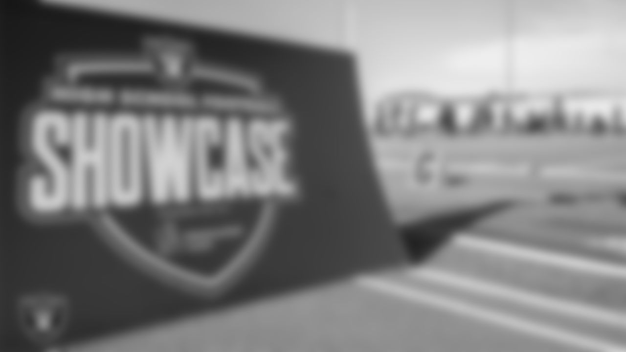 Signage before the Raiders' Football Showcase game at Chaparral High School.