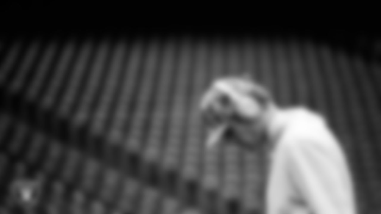 Las Vegas Raiders kicker Daniel Carlson (8) arrives to the regular season away game against the Houston Texans at NRG Stadium.