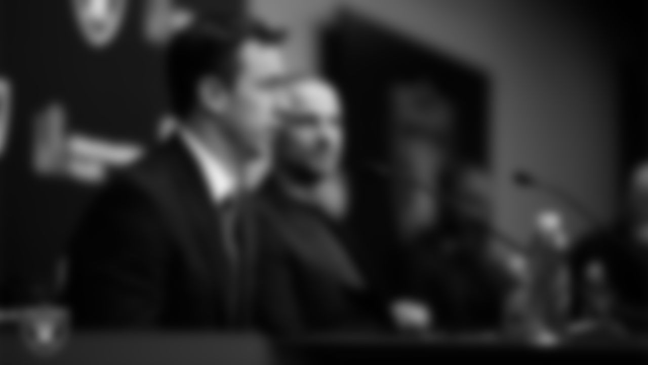 Las Vegas Raiders Head Coach Klint Kubiak during an introductory press conference at Intermountain Health Performance Center.