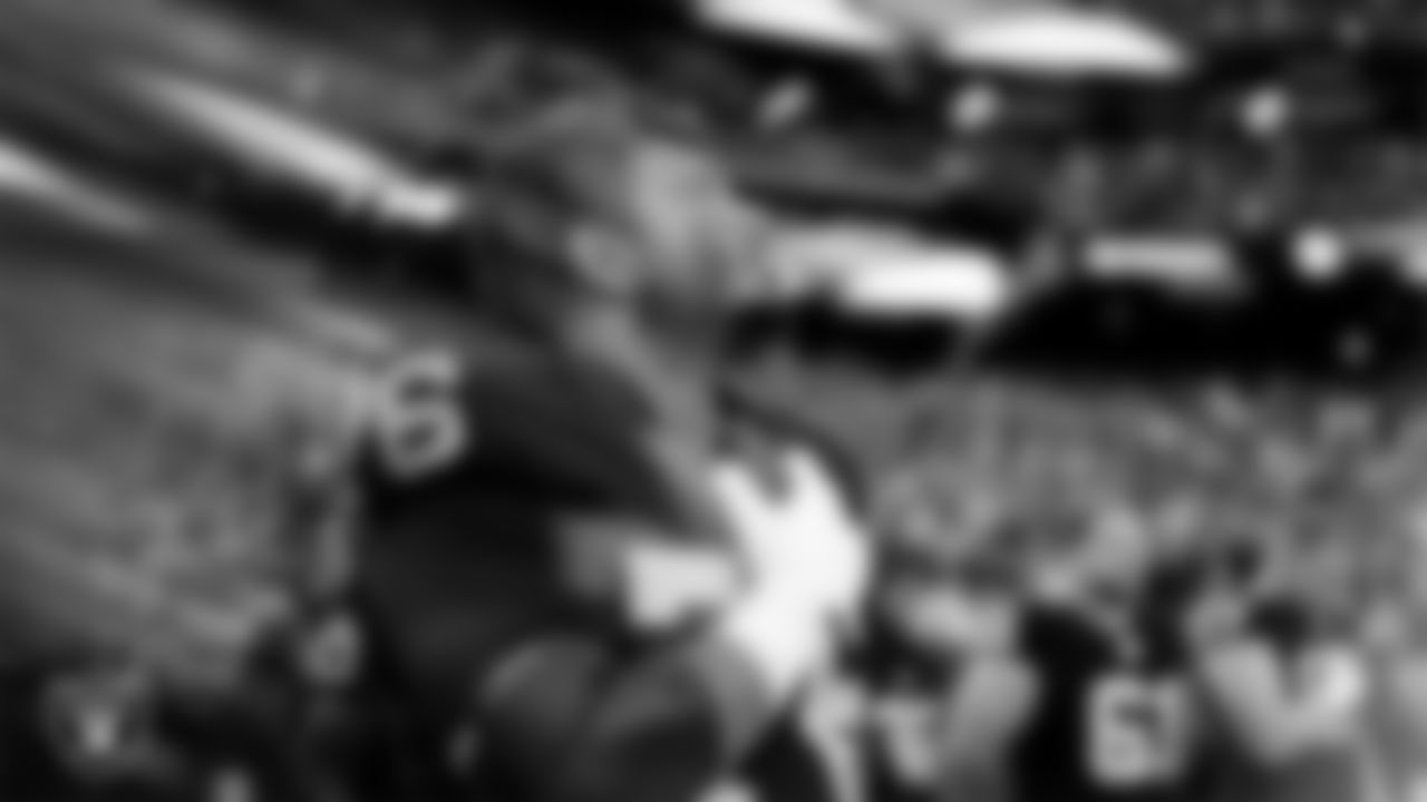 Las Vegas Raiders guard Caleb Rogers (76) during the national anthem before the regular season home game against the Cleveland Browns at Allegiant Stadium.