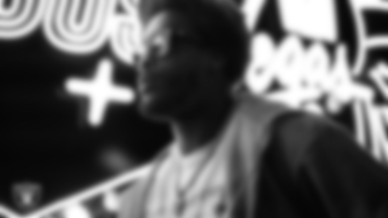 Las Vegas Raiders quarterback Geno Smith (7) arrives to the regular season home game against the New York Giants at Allegiant Stadium.