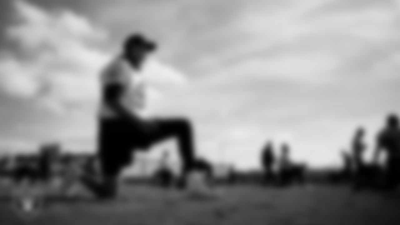 Las Vegas Raiders quarterback Aidan O'Connell (12) during practice at Intermountain Health Performance Center.