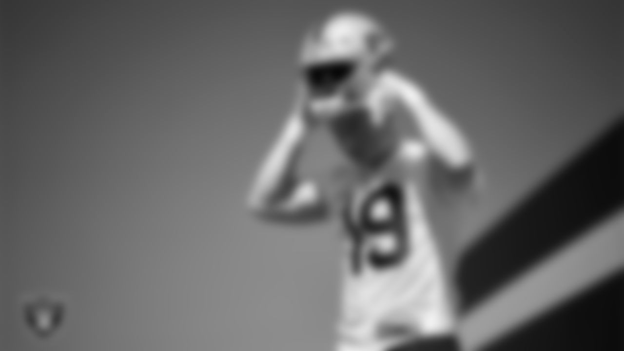 Las Vegas Raiders wide receiver Tommy Mellott (19) at day one of 2025 Rookie Minicamp at Intermountain Health Performance Center.