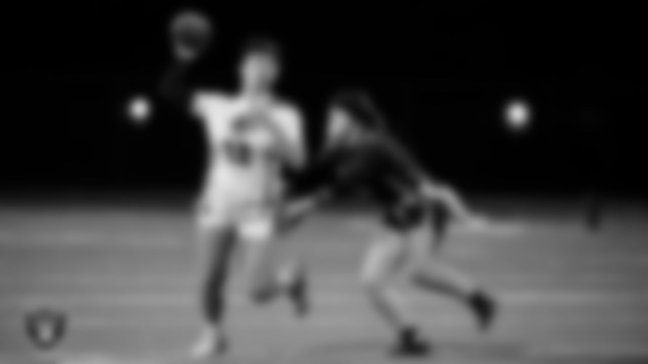 Clark High School hosts Chaparral High School during the Las Vegas Raiders' High School Flag Football Showcase game at Clark High School.