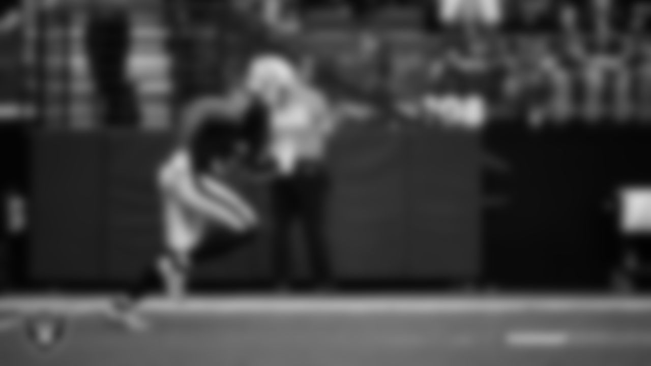 Las Vegas Raiders running back Raheem Mostert (31) returns a kickoff during the regular season home game against the Jacksonville Jaguars at Allegiant Stadium.