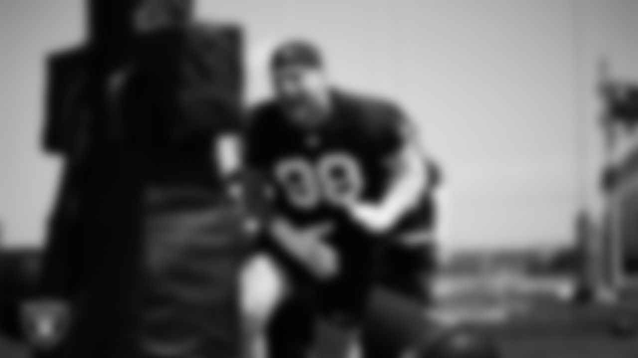 Las Vegas Raiders defensive end Maxx Crosby (98) at a workout during phase two of the offseason program at Intermountain Health Performance Center.