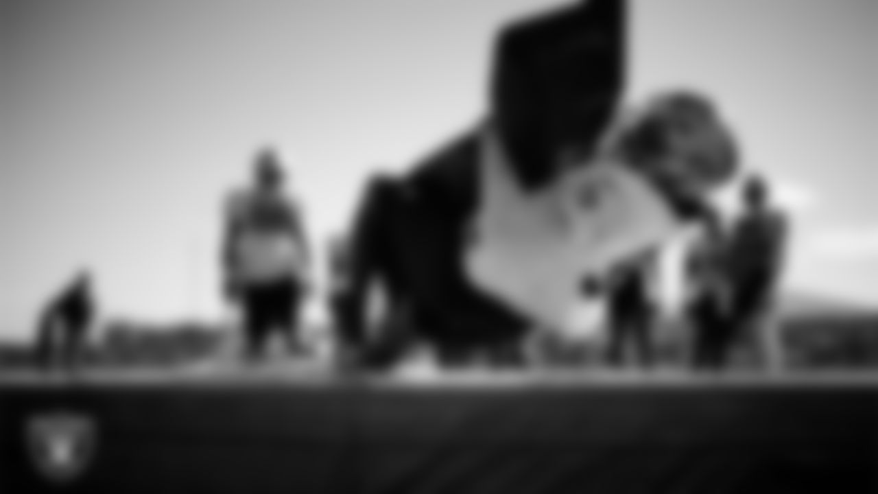 Las Vegas Raiders defensive tackle Tonka Hemingway (97) during practice at Intermountain Health Performance Center.