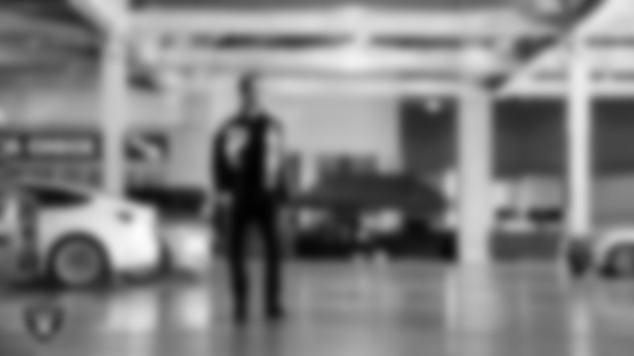 Las Vegas Raiders wide receiver Alex Bachman (81) arrives to the regular season home game against the New York Giants at Allegiant Stadium.