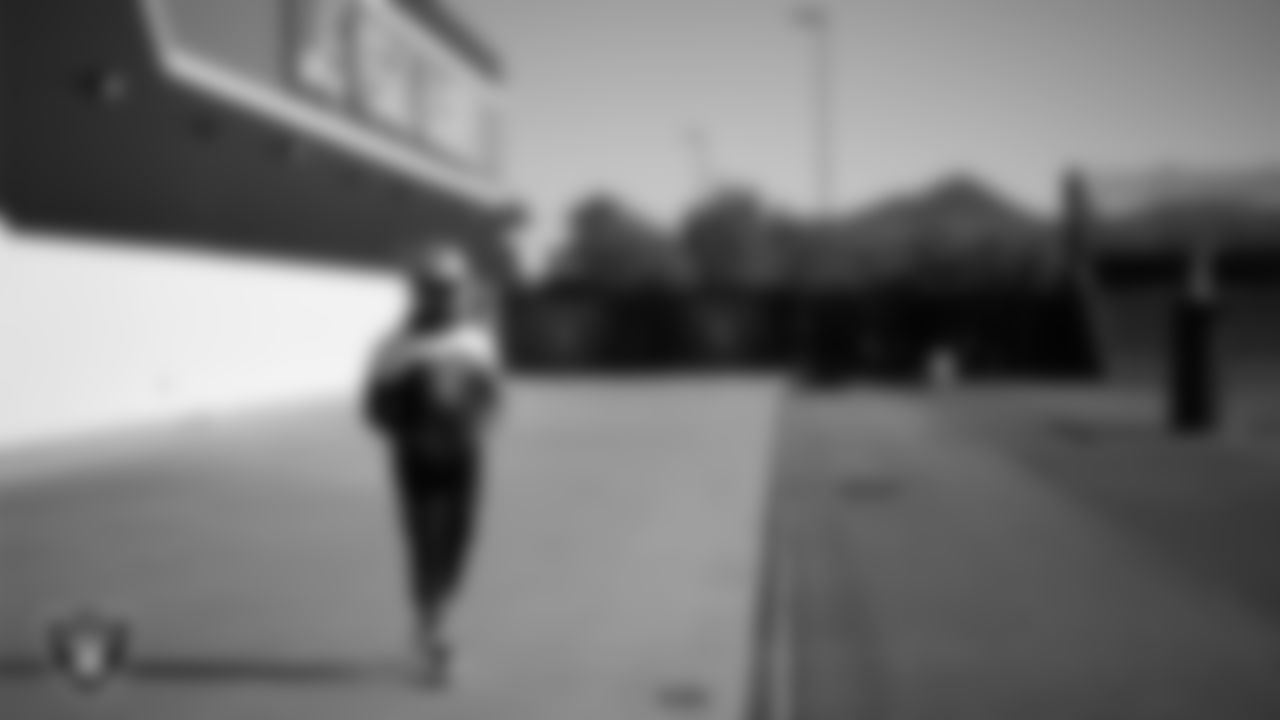 Las Vegas Raiders linebacker Elandon Roberts (52) during practice at Intermountain Health Performance Center.