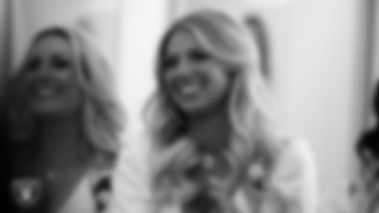 Raiderette Cori in the locker room before the regular season home game against the Jacksonville Jaguars at Allegiant Stadium.