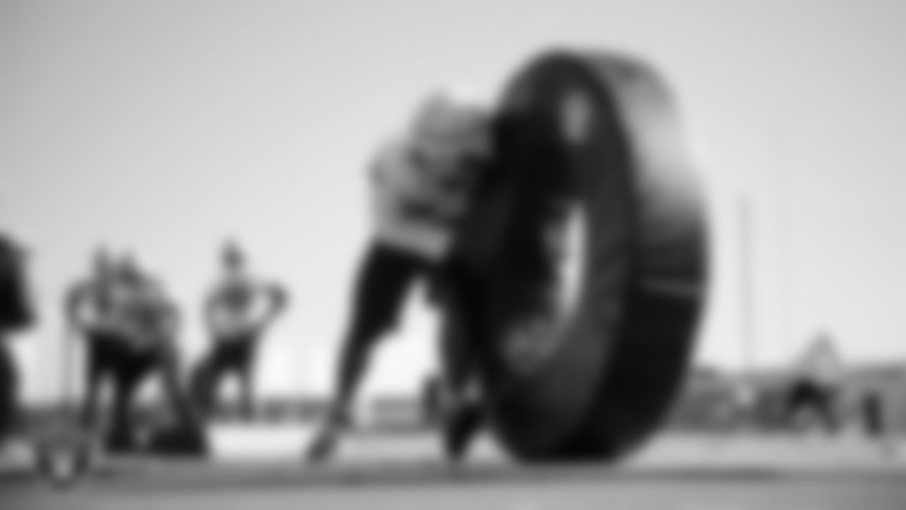 Las Vegas Raiders linebacker Brian Asamoah II (53) during practice at Intermountain Health Performance Center.