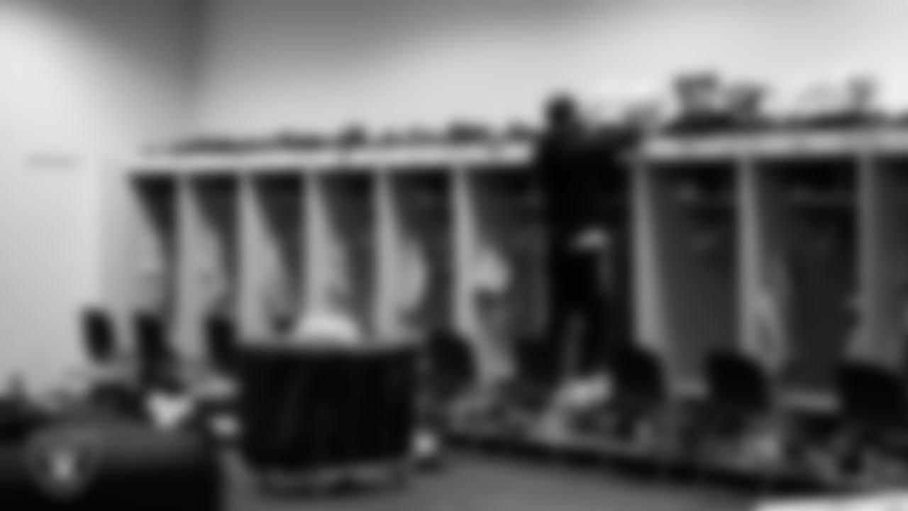 The locker room prior to the Las Vegas Raiders' arrival for their regular season away game against the Denver Broncos at Empower Field at Mile High.