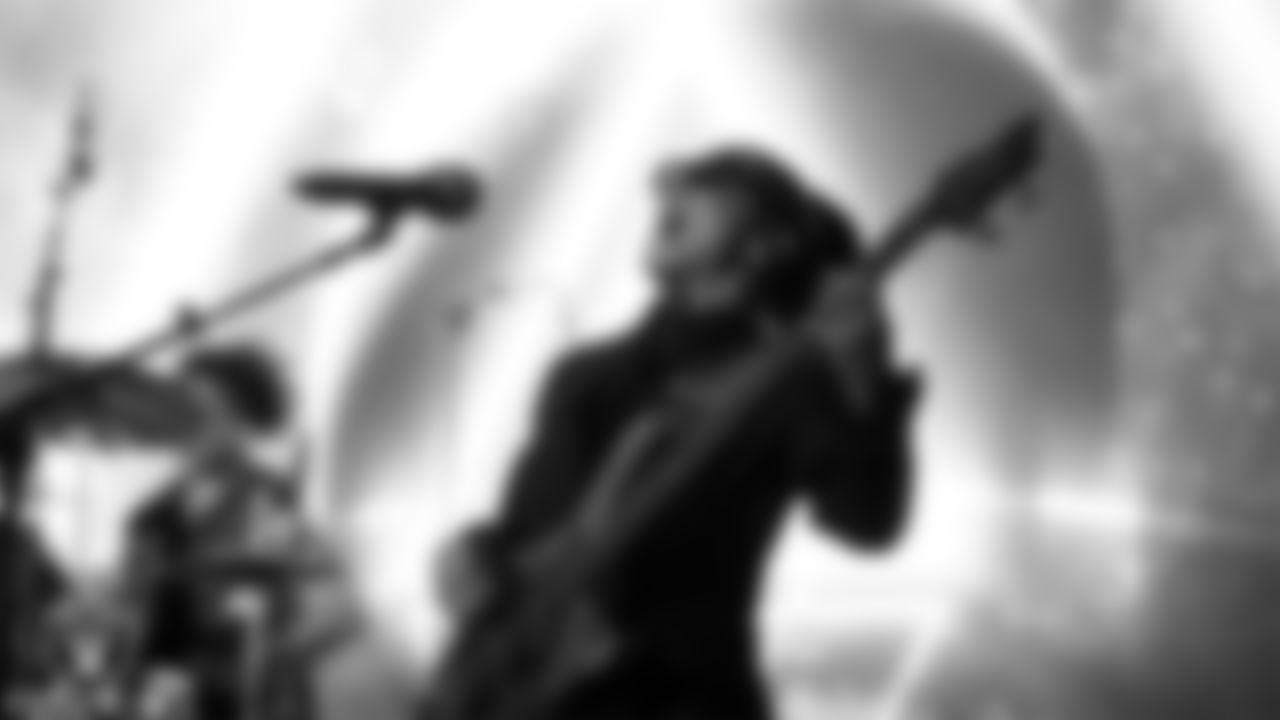 The Power of 3 performs at the Modelo Tailgate Zone before the Las Vegas Raiders' regular season home game against the Dallas Cowboys at Allegiant Stadium.