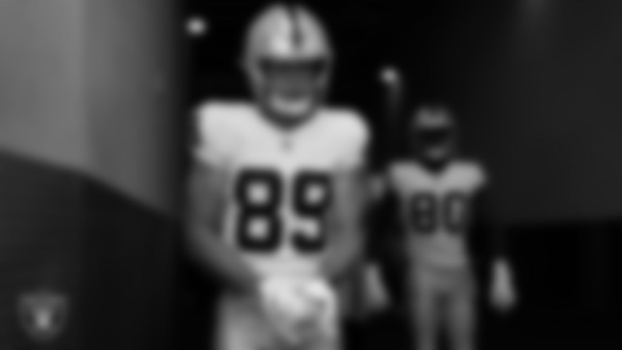 Las Vegas Raiders tight end Brock Bowers (89) walks down the tunnel before the regular season away game against the Los Angeles Chargers at SoFi Stadium.