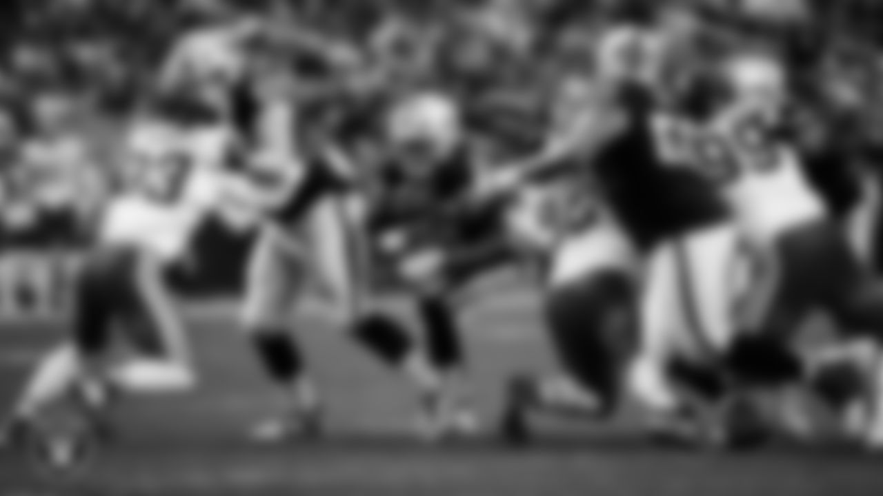 Las Vegas Raiders running back Ashton Jeanty (2) rushes during the regular season home game against the Kansas City Chiefs at Allegiant Stadium.