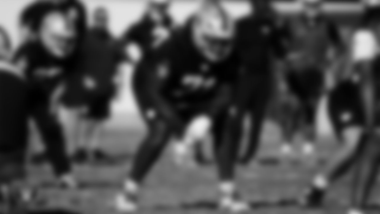 Las Vegas Raiders tackle DJ Glaze (71) during practice at Intermountain Health Performance Center.