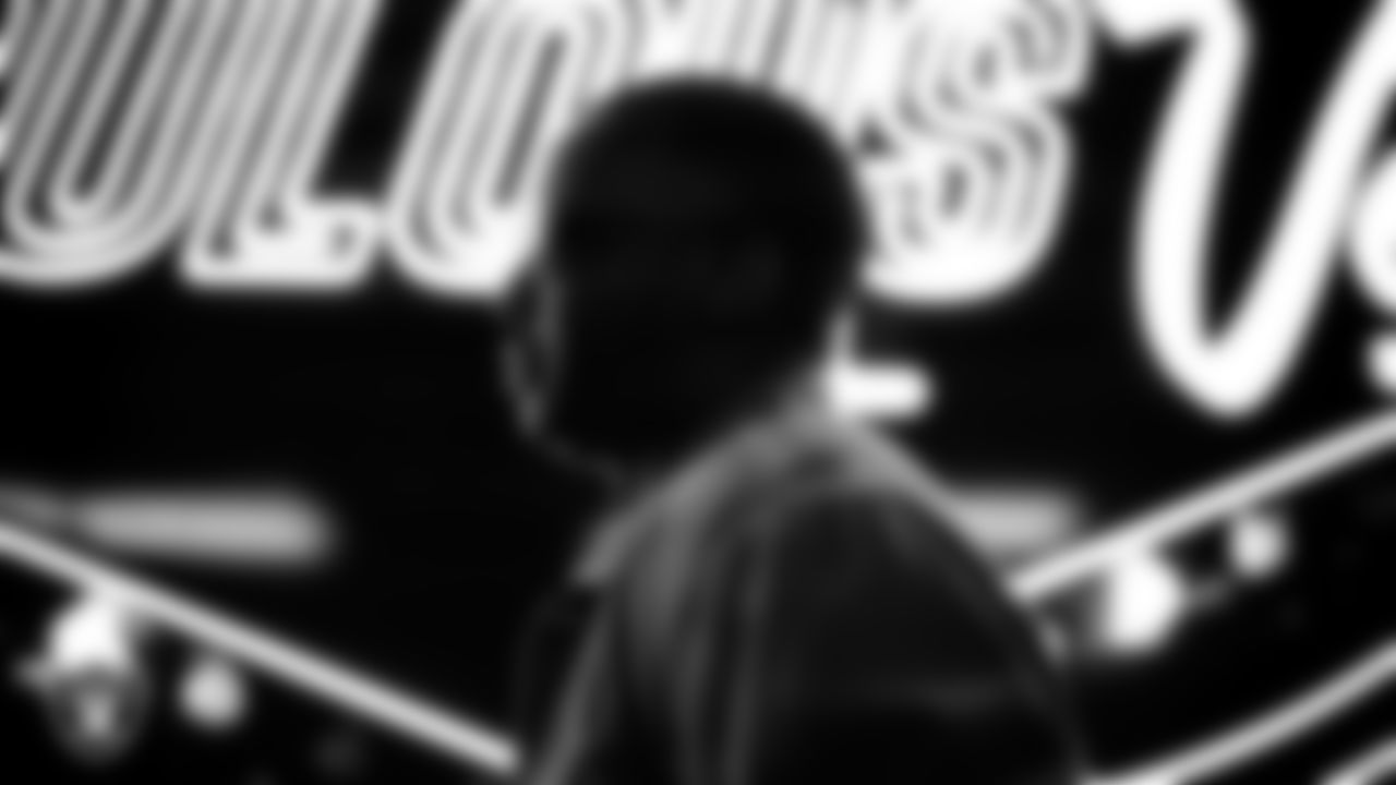 Las Vegas Raiders interim special teams coordinator Derius Swinton II arrives to the regular season home game against the New York Giants at Allegiant Stadium.