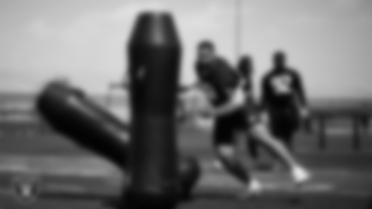Las Vegas Raiders defensive tackle Treven Ma'ae (68) at a workout during phase two of the offseason program at Intermountain Health Performance Center.