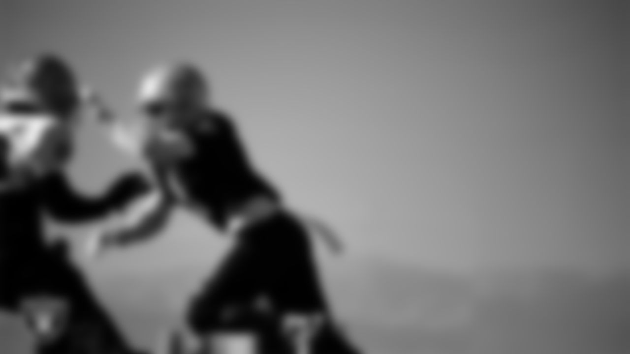 Las Vegas Raiders cornerback Darnay Holmes (30) and wide receiver Tre Tucker (1) during practice at Intermountain Health Performance Center.