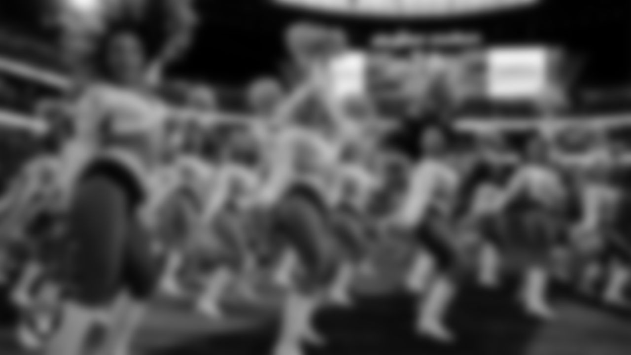 The Raiderettes perform on the field during the regular season home game against the Kansas City Chiefs at Allegiant Stadium.