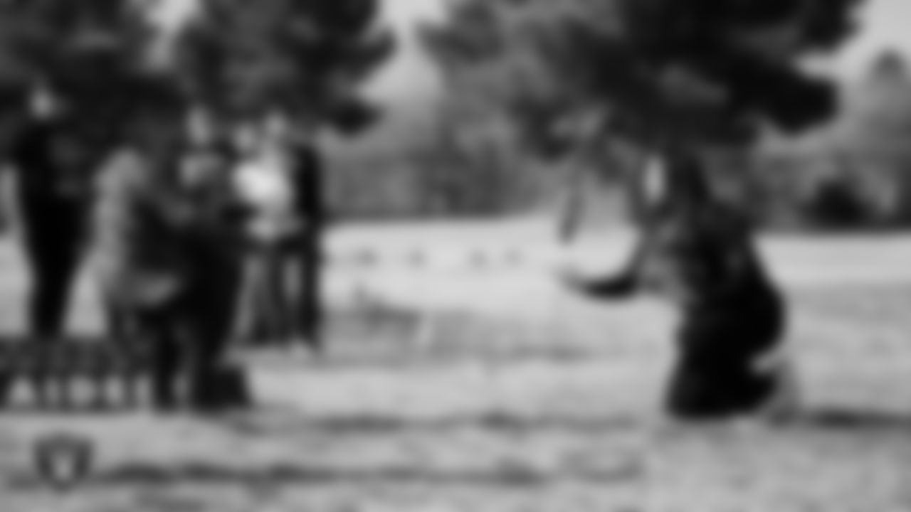Students participate in a Raiders Junior Training Camp during a Raiders Spirit Day at Richard H. Bryan Elementary School.