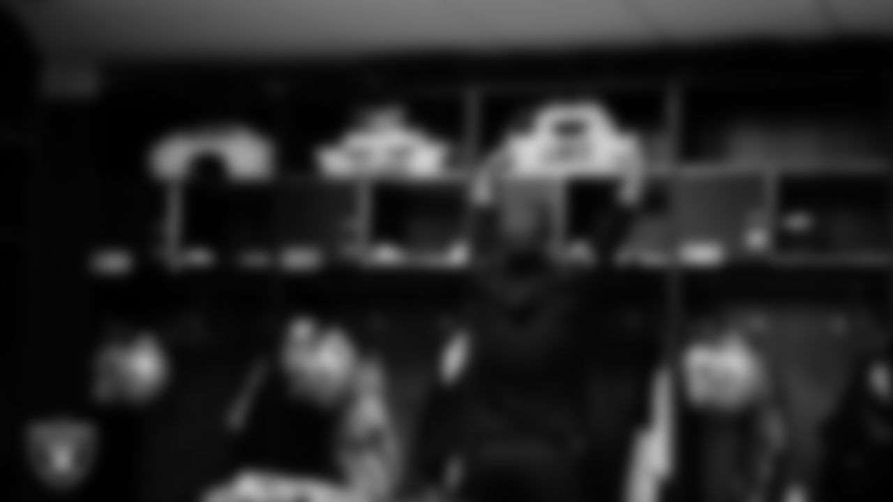 The locker room prior to the Las Vegas Raiders' arrival for their regular season away game against the Kansas City Chiefs at GEHA Field at Arrowhead Stadium.