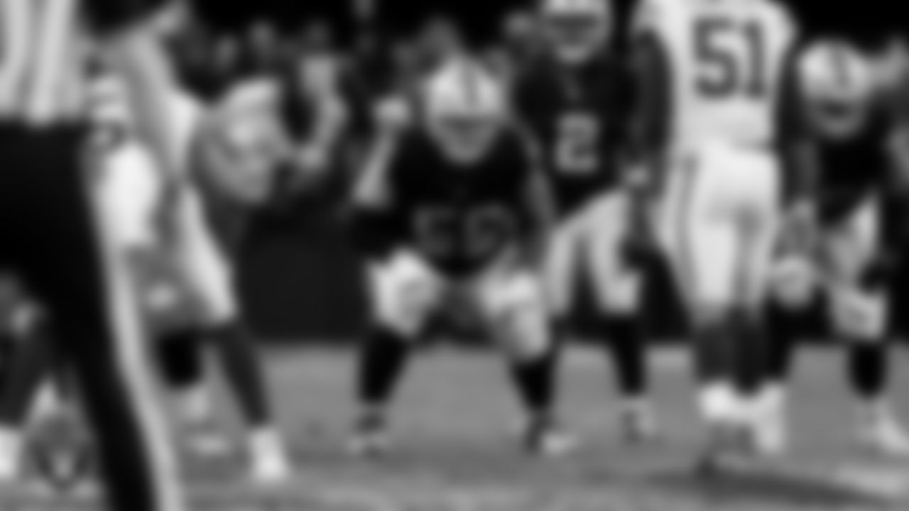 Las Vegas Raiders guard Atonio Mafi (56) during the regular season home game against the New York Giants at Allegiant Stadium.