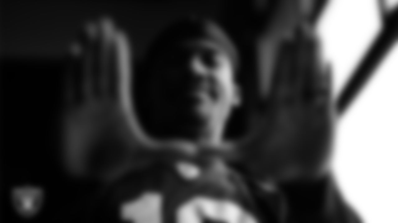 Las Vegas Raiders wide receiver Phillip Dorsett II (13) walks out to the field for practice at Intermountain Health Performance Center.