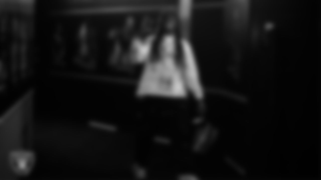 Las Vegas Raiders safety Terrell Edmunds (28) arrives to the regular season home game against the Denver Broncos at Allegiant Stadium.