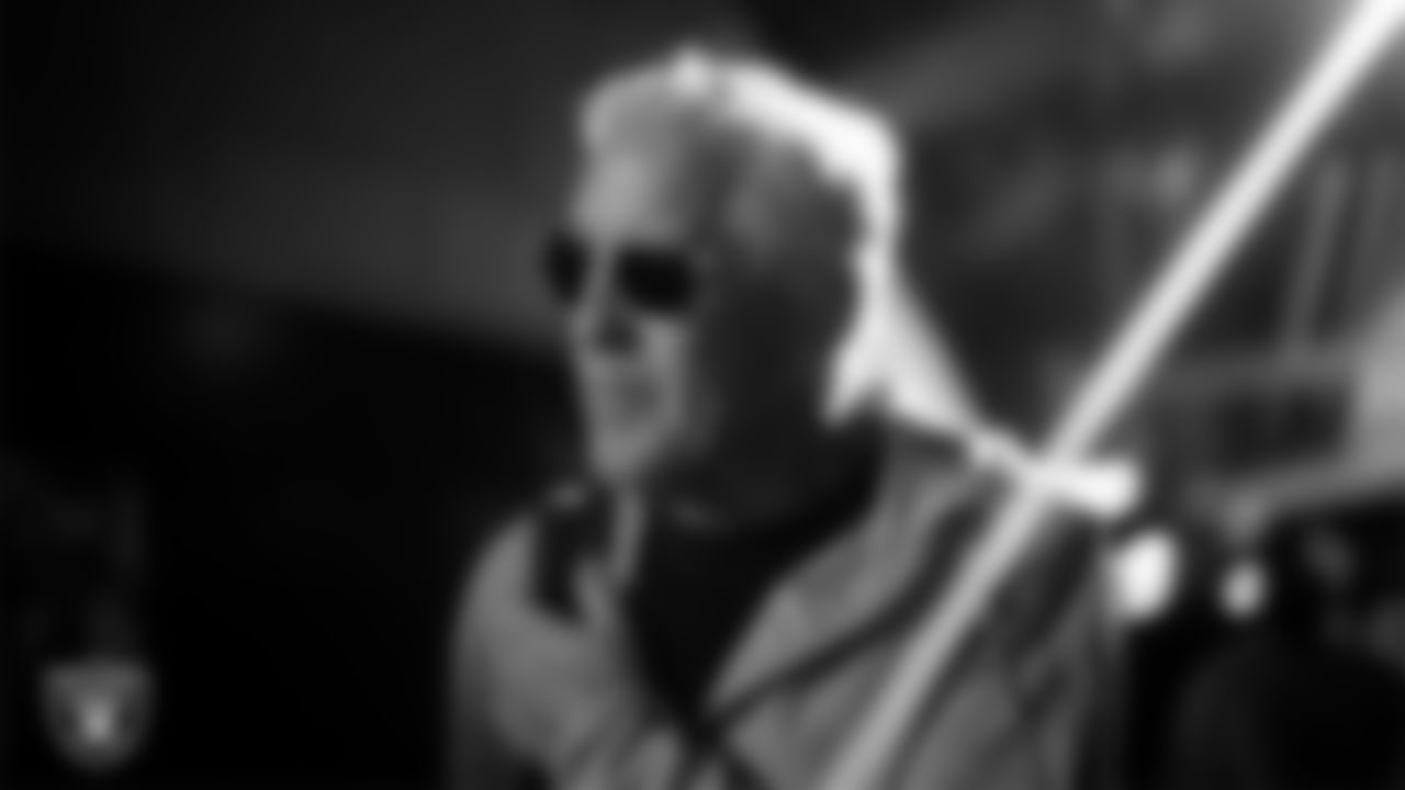 Las Vegas Raiders Head Coach Pete Carroll arrives to the regular season home game against the Kansas City Chiefs at Allegiant Stadium.