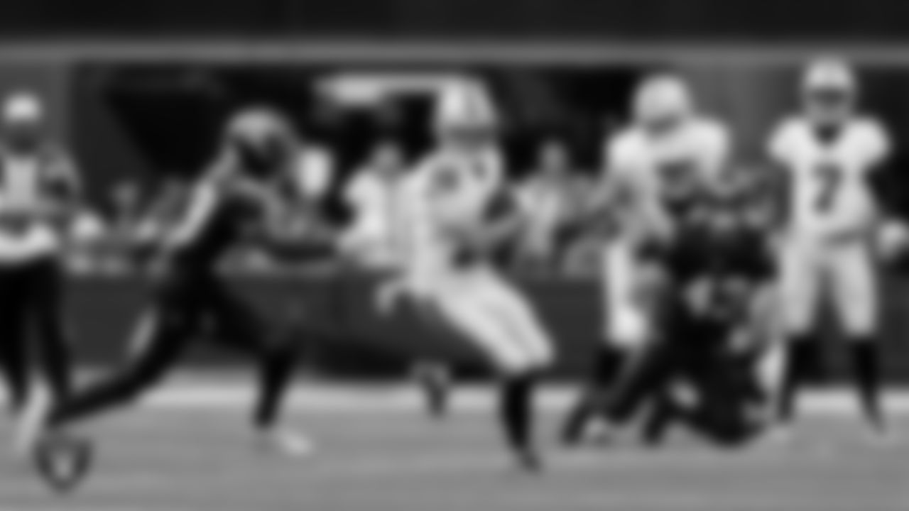 Las Vegas Raiders wide receiver Jack Bech (18) during the regular season away game against the Los Angeles Chargers at SoFi Stadium.