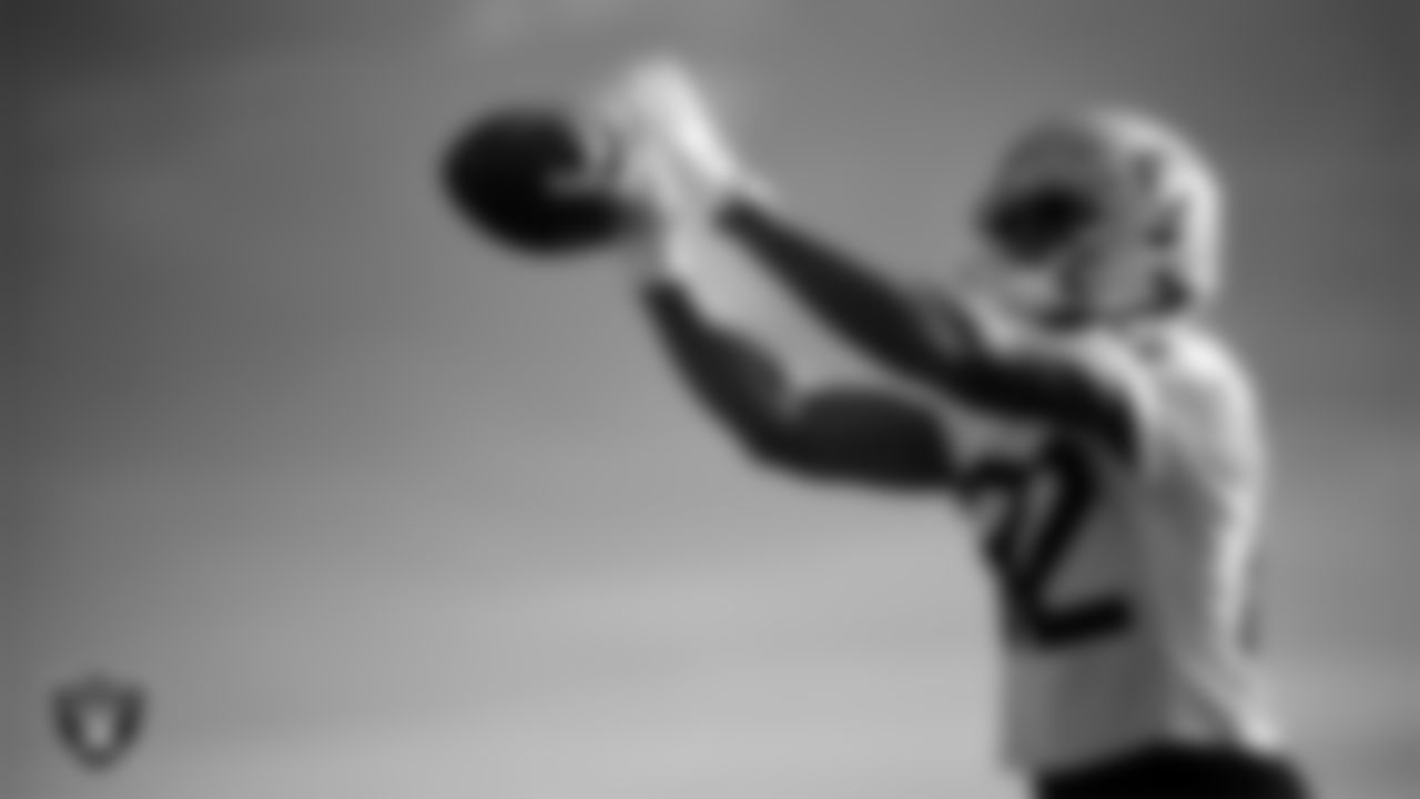 Las Vegas Raiders wide receiver Brenden Rice (82) during practice at Intermountain Health Performance Center.