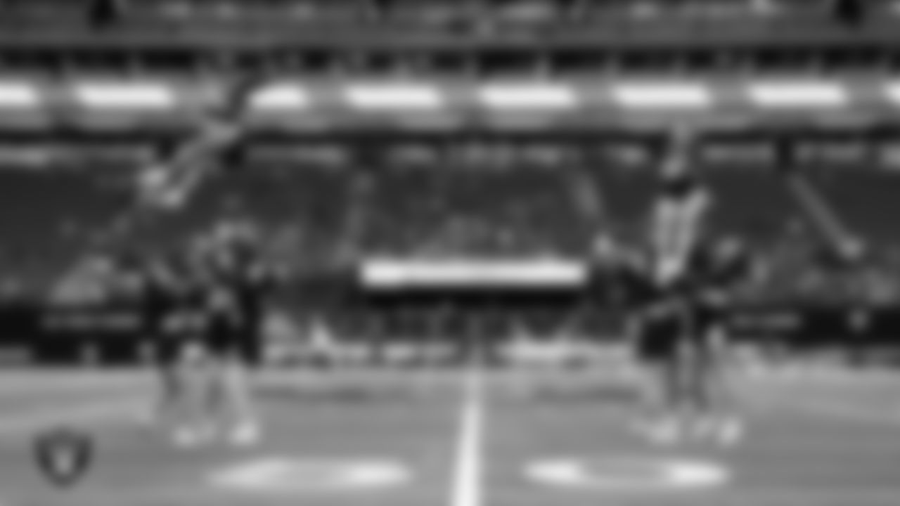 The SLAM! Academy cheer team performs during the NIAA 3A Division State Championship football game between SLAM! Academy and Truckee High School at Allegiant Stadium.