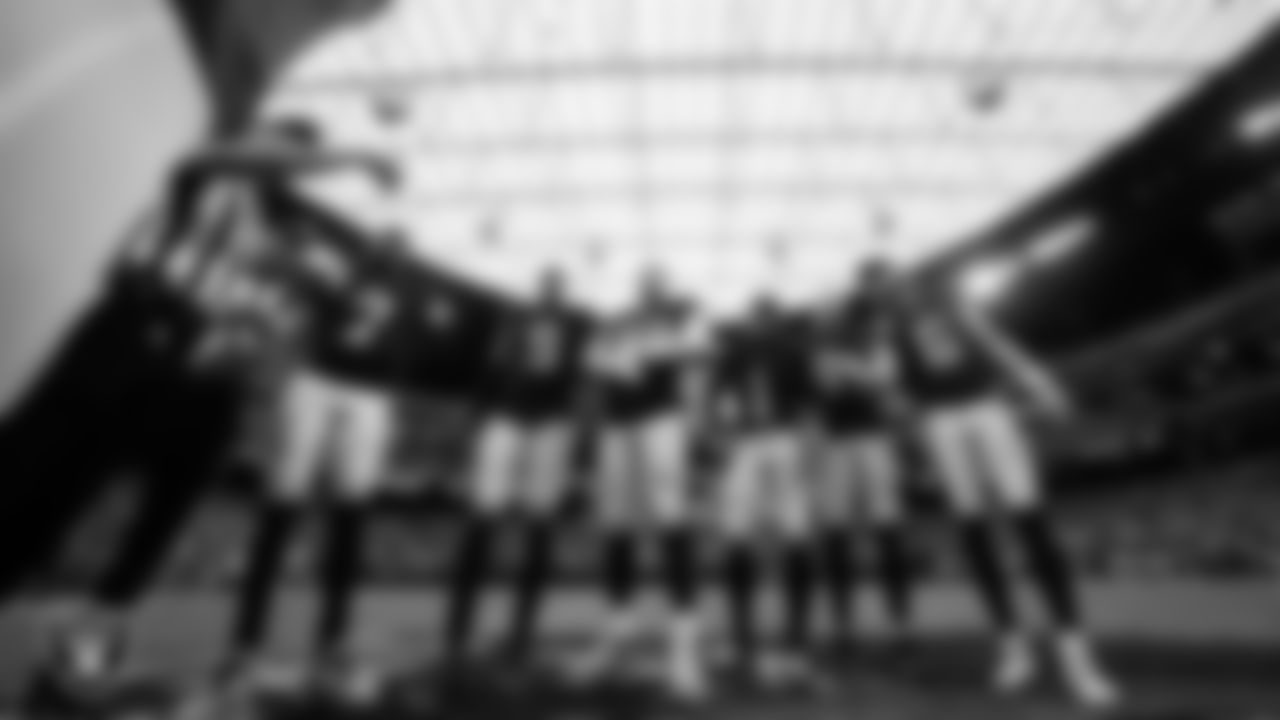 The Las Vegas Raiders during the coin toss before the regular season home game against the Cleveland Browns at Allegiant Stadium.