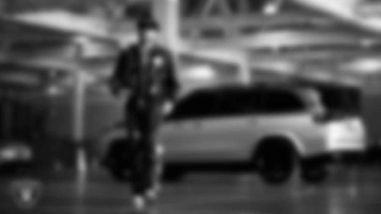 Las Vegas Raiders defensive end Maxx Crosby (98) arrives to the regular season home game against the Jacksonville Jaguars at Allegiant Stadium.