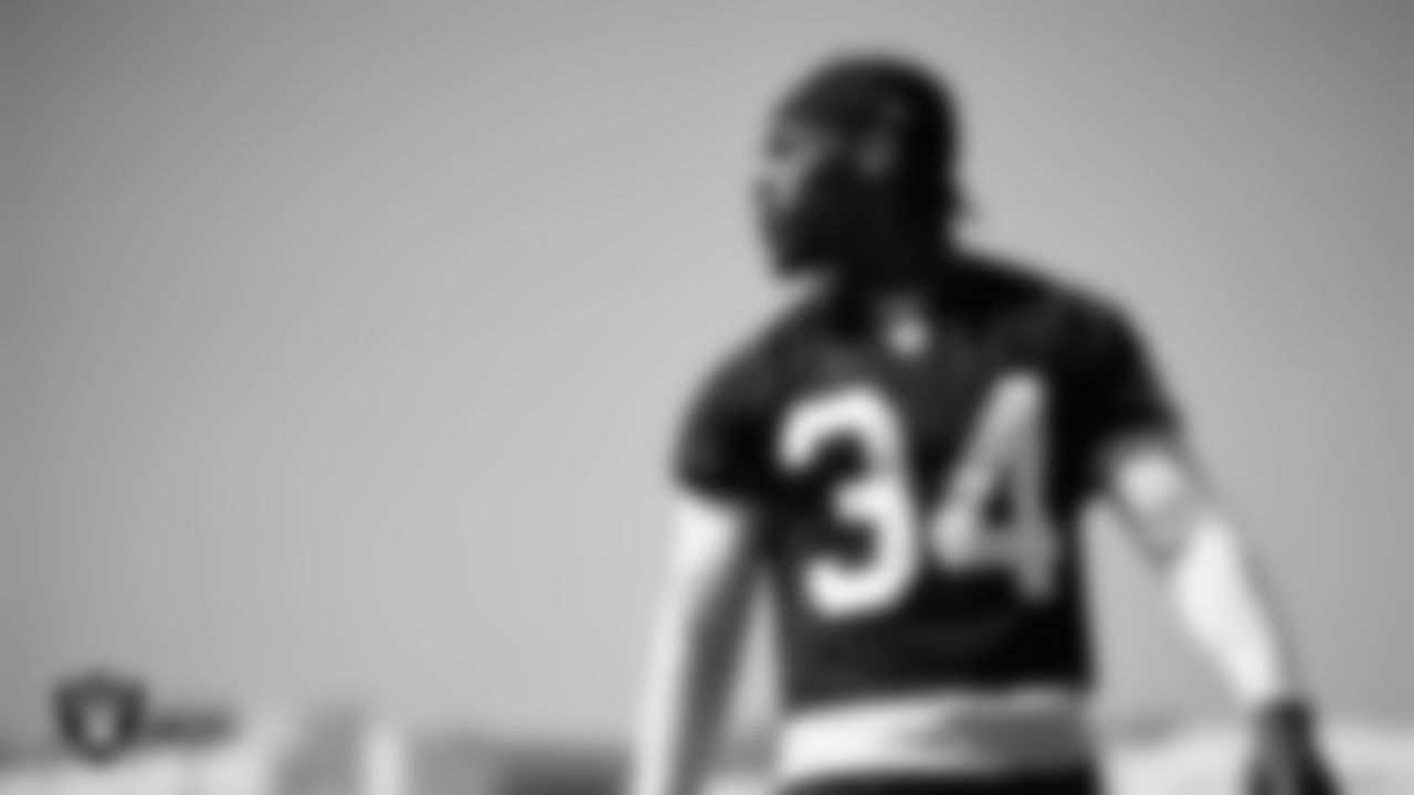 Las Vegas Raiders safety Thomas Harper (34) at a workout during phase two of the offseason program at Intermountain Health Performance Center.