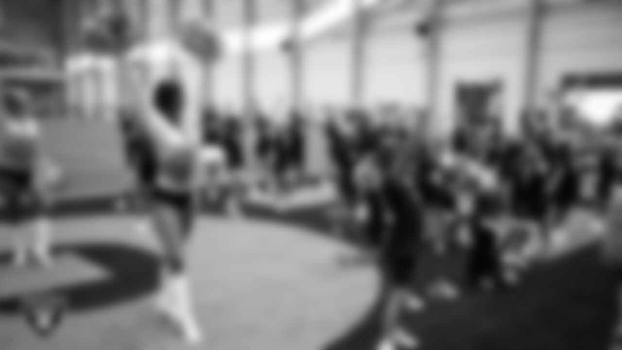 Raiderette Raegen and dancers during day three of summer camp at Intermountain Health Performance Center.