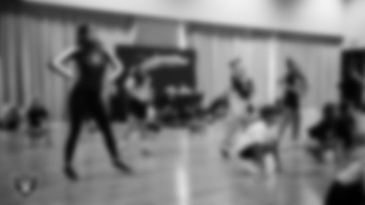 Raiderette Raegen with dancers during day two of summer camp at The Studio.