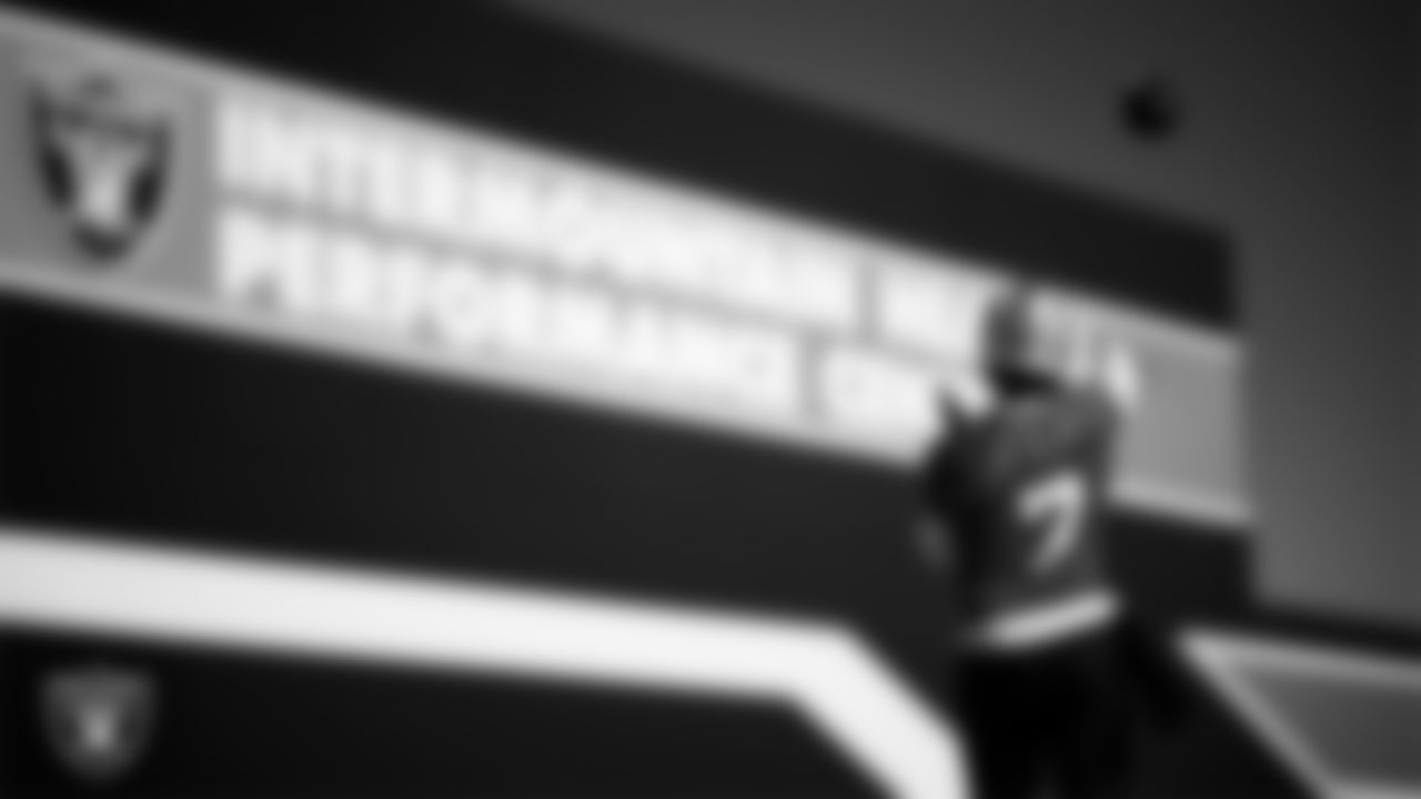 Las Vegas Raiders quarterback Geno Smith (7) during practice at Intermountain Health Performance Center.