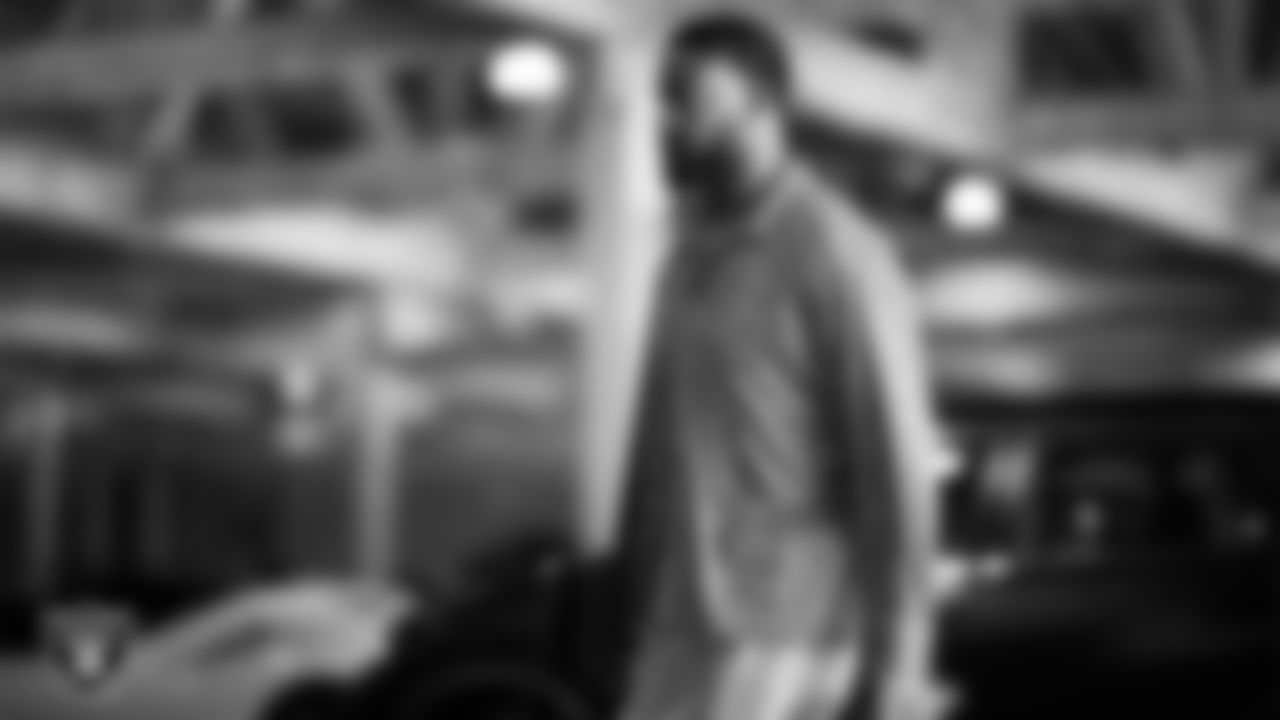 Las Vegas Raiders safety Jeremy Chinn (11) arrives to the regular season home game against the Jacksonville Jaguars at Allegiant Stadium.