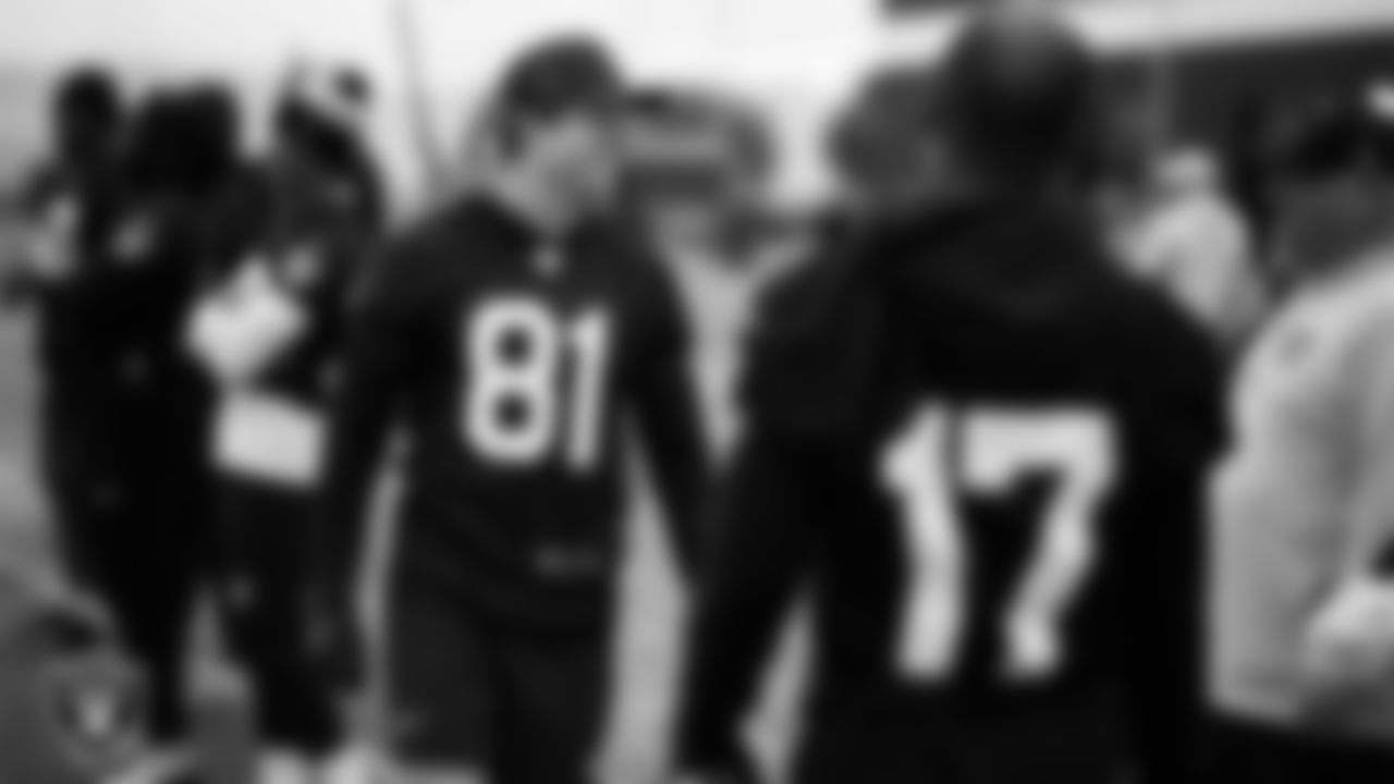 Las Vegas Raiders wide receiver Alex Bachman (81) during practice at Intermountain Health Performance Center.