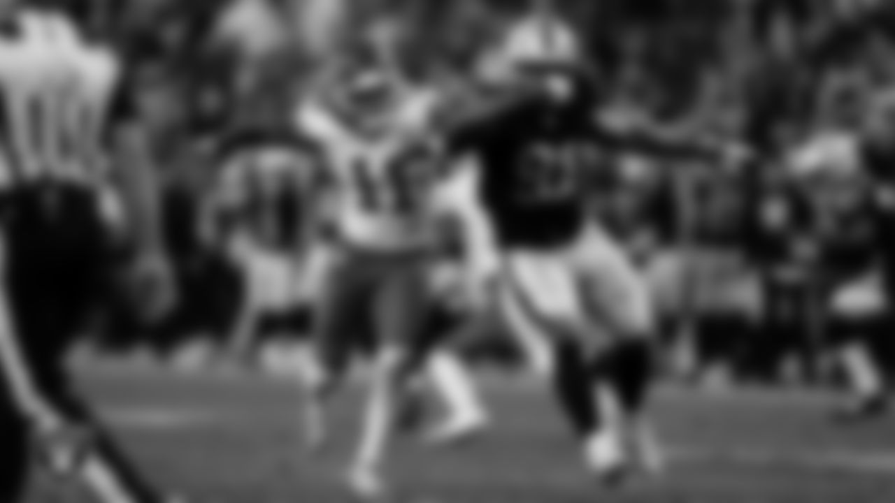 Las Vegas Raiders defensive end Jahfari Harvey (91) during the regular season home game against the Kansas City Chiefs at Allegiant Stadium.