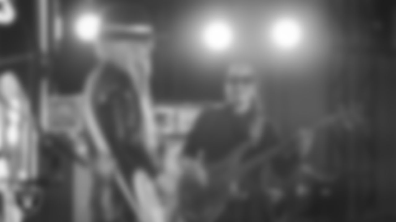 The Power of 3 performs at the Modelo Tailgate Zone before the Las Vegas Raiders' regular season home game against the Dallas Cowboys at Allegiant Stadium.