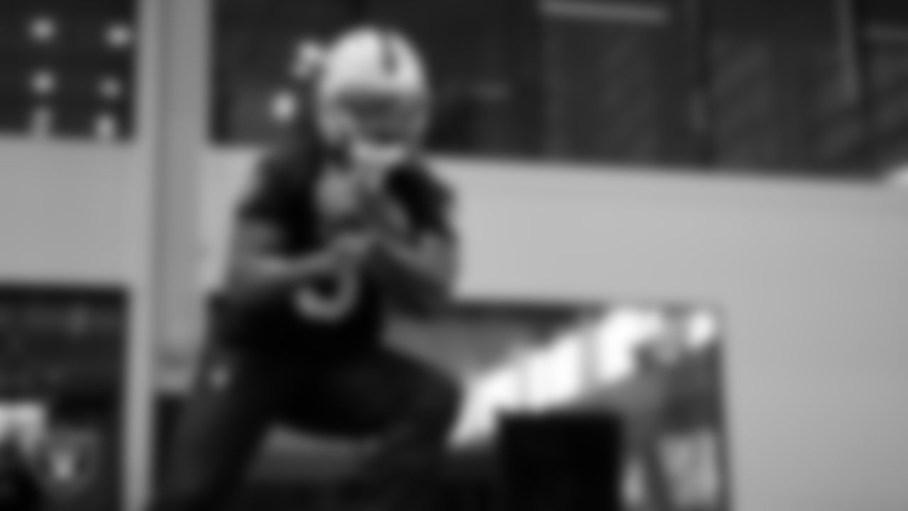 Las Vegas Raiders running back Zamir White (3) during practice at Intermountain Health Performance Center.