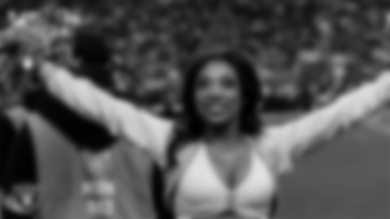Raiderette Bria on the sidelines during the regular season home game against the Kansas City Chiefs at Allegiant Stadium.
