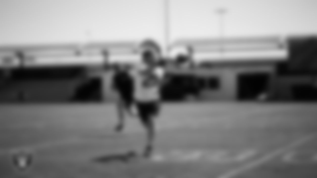 Las Vegas Raiders running back Dylan Laube (23) at a workout during phase two of the offseason program at Intermountain Health Performance Center.