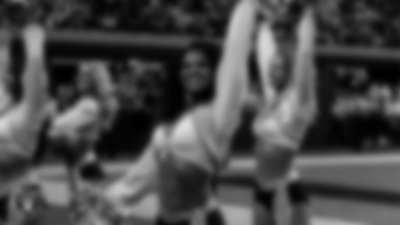 Raiderette Shayla on the sidelines during the regular season home game against the Kansas City Chiefs at Allegiant Stadium.